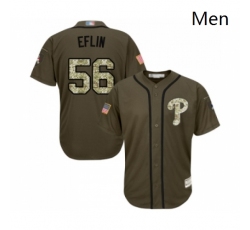 Mens Philadelphia Phillies 56 Zach Eflin Authentic Green Salute to Service Baseball Jersey