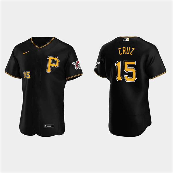 Mens Pittsburgh Pirates #15 Oneil Cruz Nike Black Alternate Team Logo P FlexBase Player Jersey
