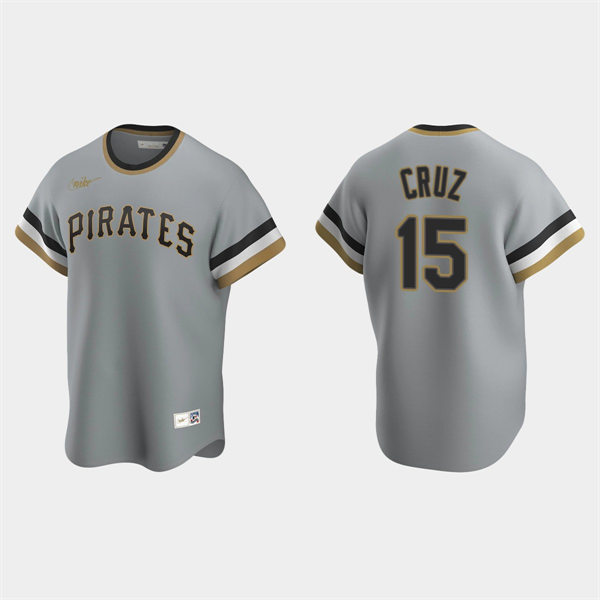 Mens Pittsburgh Pirates #15 Oneil Cruz Nike Gray Pullover Cooperstown Collection Jersey