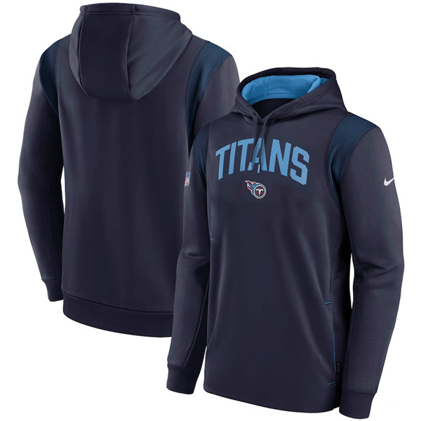 Mens Tennessee Titans Navy Sideline Stack Performance Pullover Hoodie