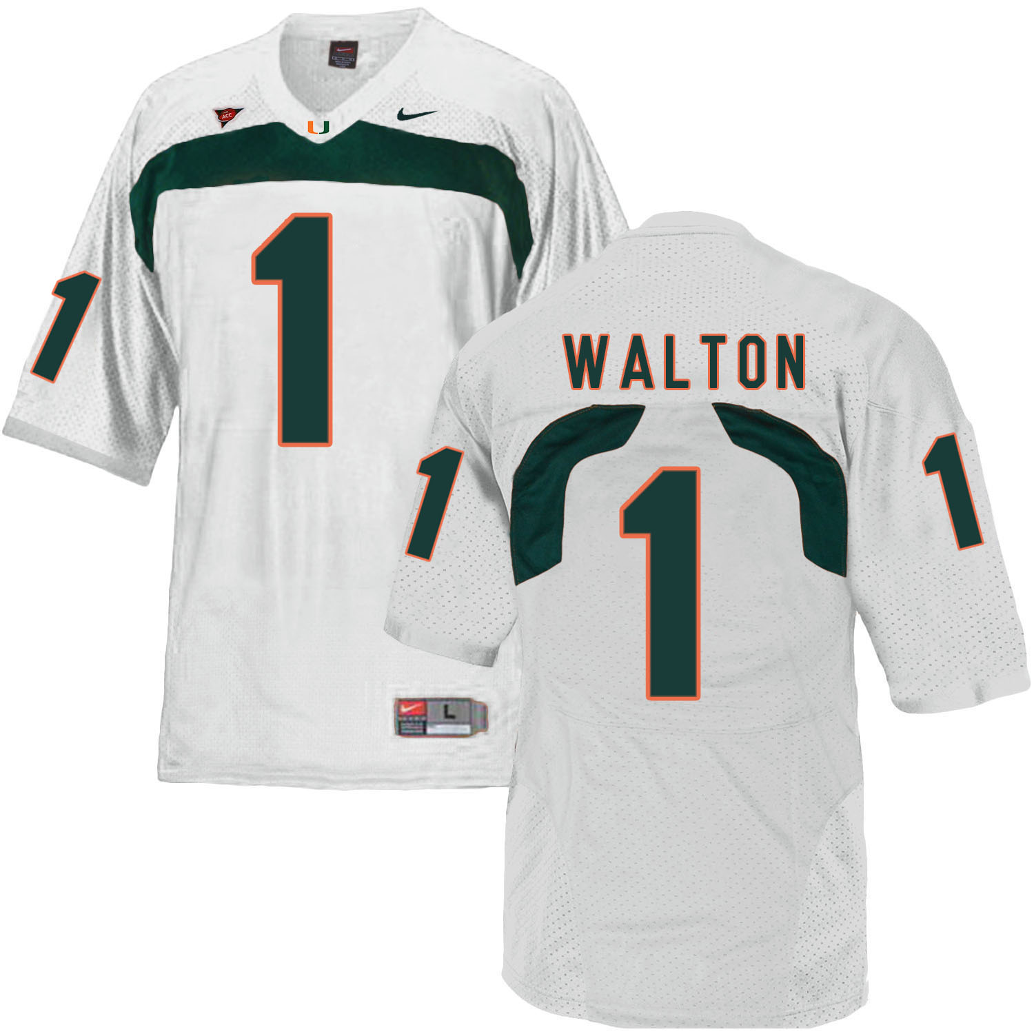 Miami Hurricanes 1 Mark Walton White College Football Jersey