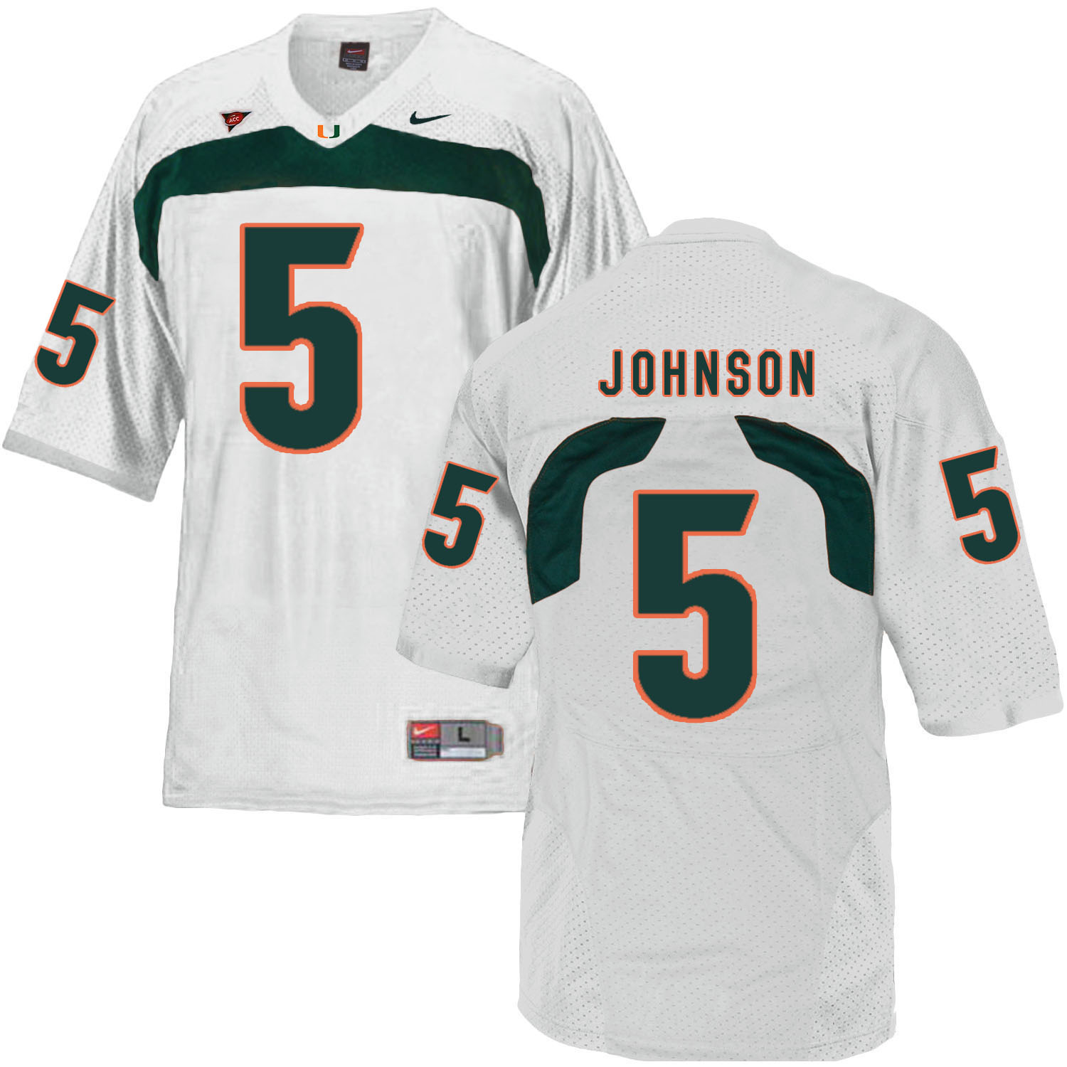 Miami Hurricanes 5 Andre Johnson White College Football Jersey