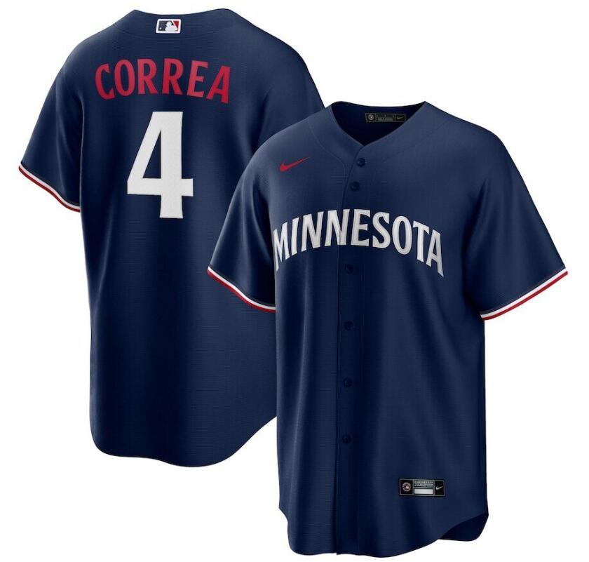 Minnesota Twins Carlos Correa #4 Nike Men's Navy 2023 Official MLB Player Jersey
