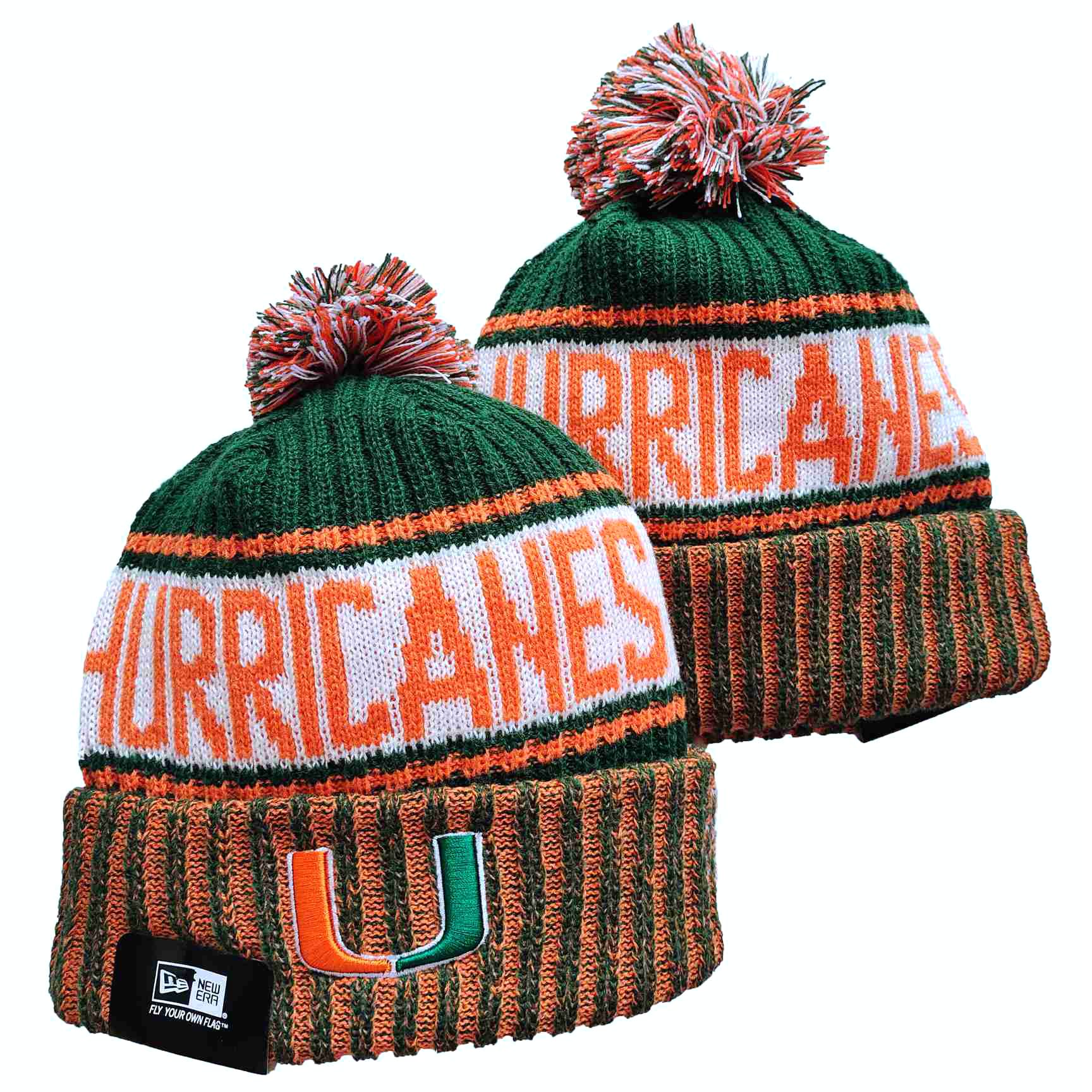 NCAA Miami Hurricanes Beanies Knit Hats-YD436