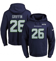 NFL Men's Nike Seattle Seahawks #26 Shaquill Griffin Navy Blue Name & Number Pullover Hoodie
