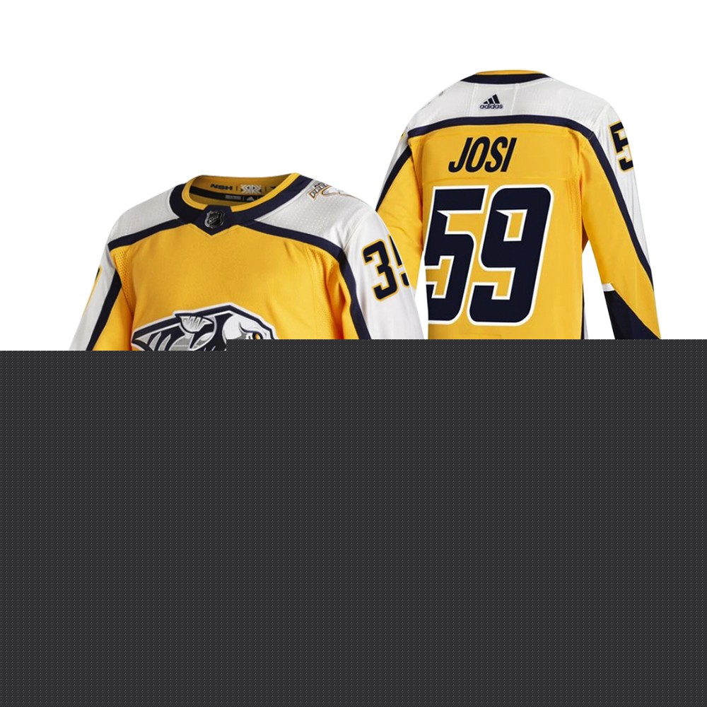 Nashville Predators #59 Roman Josi Yellow Men's Adidas 2020-21 Reverse Retro Alternate NHL Jersey