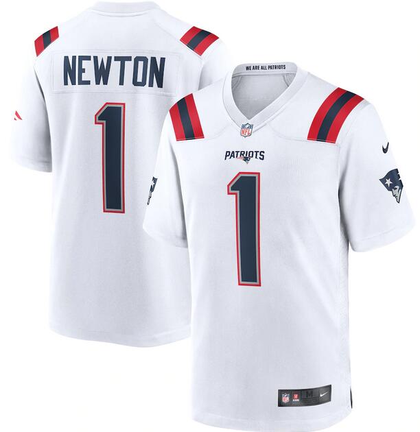 New England Patriots #1 Cam Newton Nike Game Jersey - White