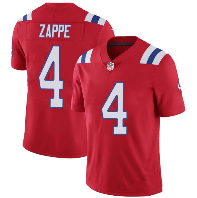 New England Patriots #4 Bailey Zappe Red Vapor Untouchable Alternate Jersey - Limited