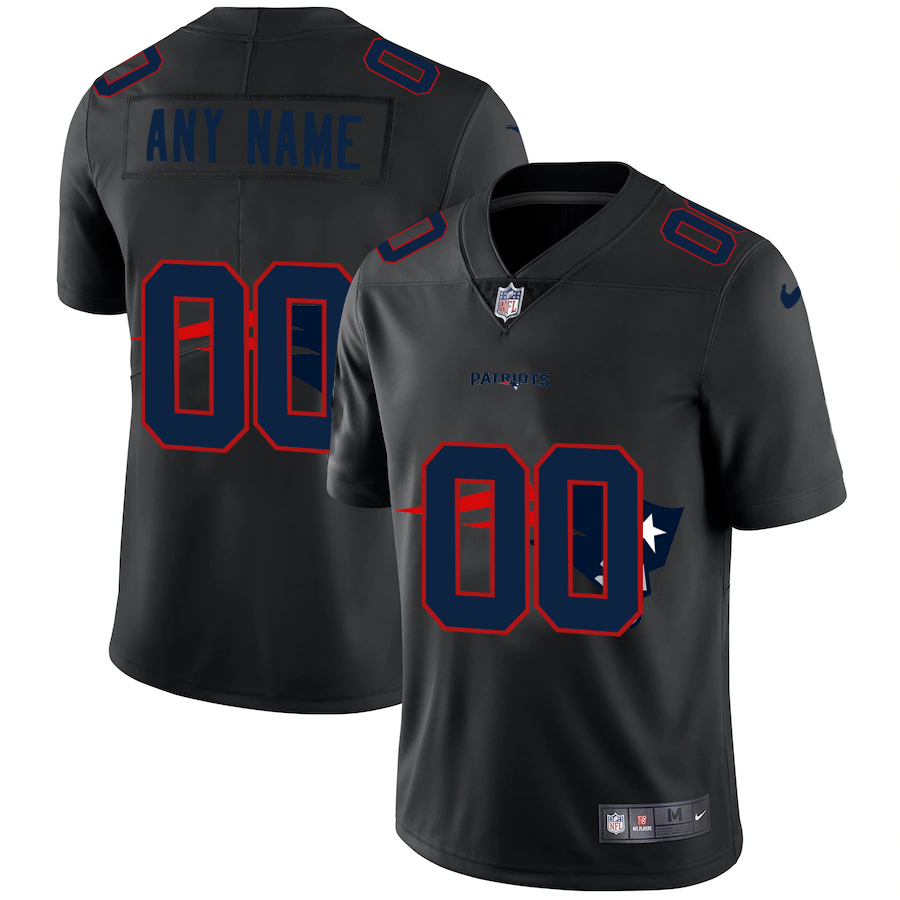 New England Patriots Custom Men's Nike Team Logo Dual Overlap Limited NFL Jersey Black