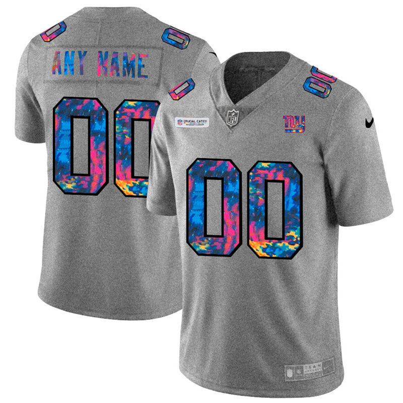 New York Giants Custom Men's Nike Multi-Color 2020 NFL Crucial Catch Vapor Untouchable Limited Jersey Greyheather