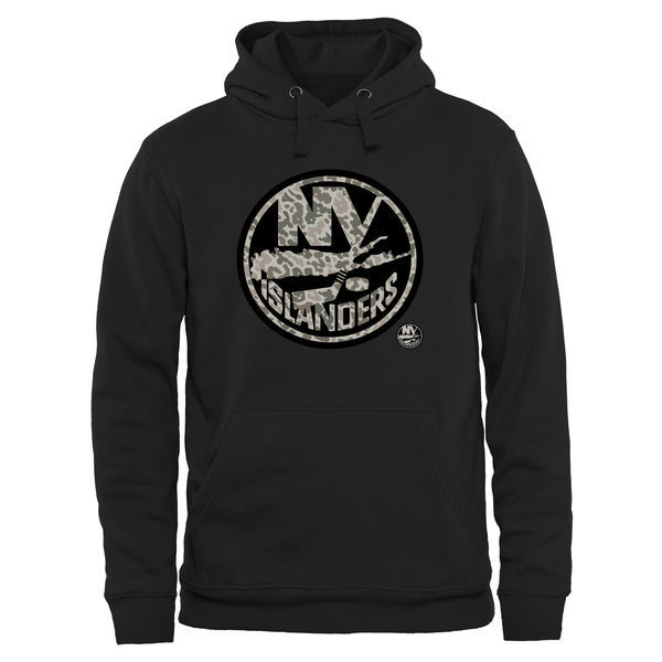 New York Islanders Black Team Logo Men's Pullover Hoodie