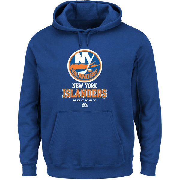New York Islanders Blue Team Logo Men's Pullover Hoodie04