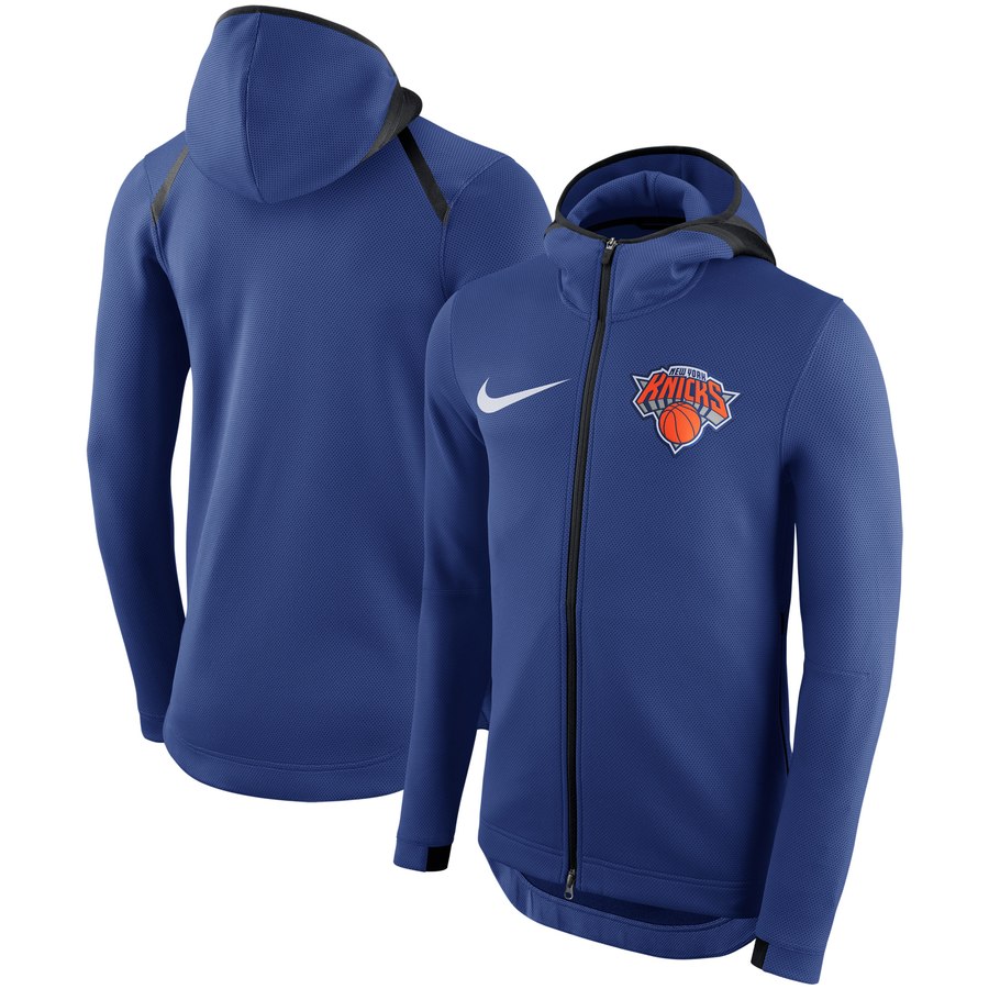 New York Knicks Nike Showtime Therma Flex Performance Full Zip Hoodie Blue