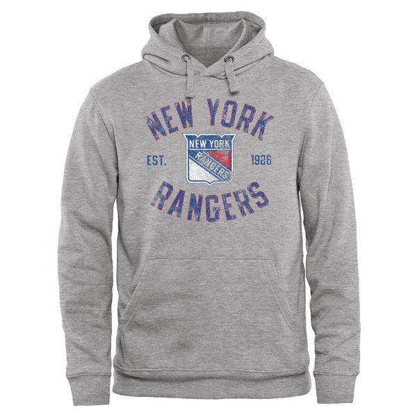New York Rangers Grey Team Logo Men's Pullover Hoodie