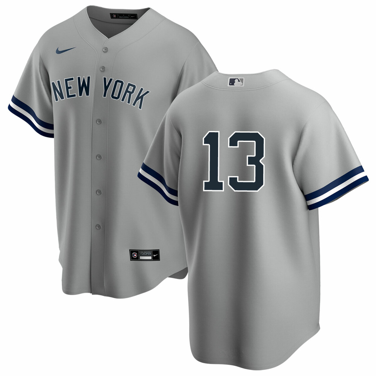 New York Yankees #13 Joey Gallo Men's Nike Gray Road MLB Jersey - No Name