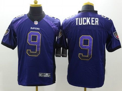 Nike Baltimore Ravens #9 Justin Tucker Drift Fashion Purple Elite Jersey