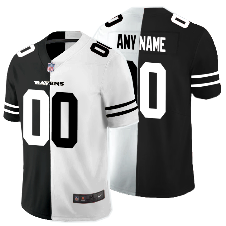 Nike Baltimore Ravens Customized Black And White Split Two Tone Vapor Untouchable Limited Jersey