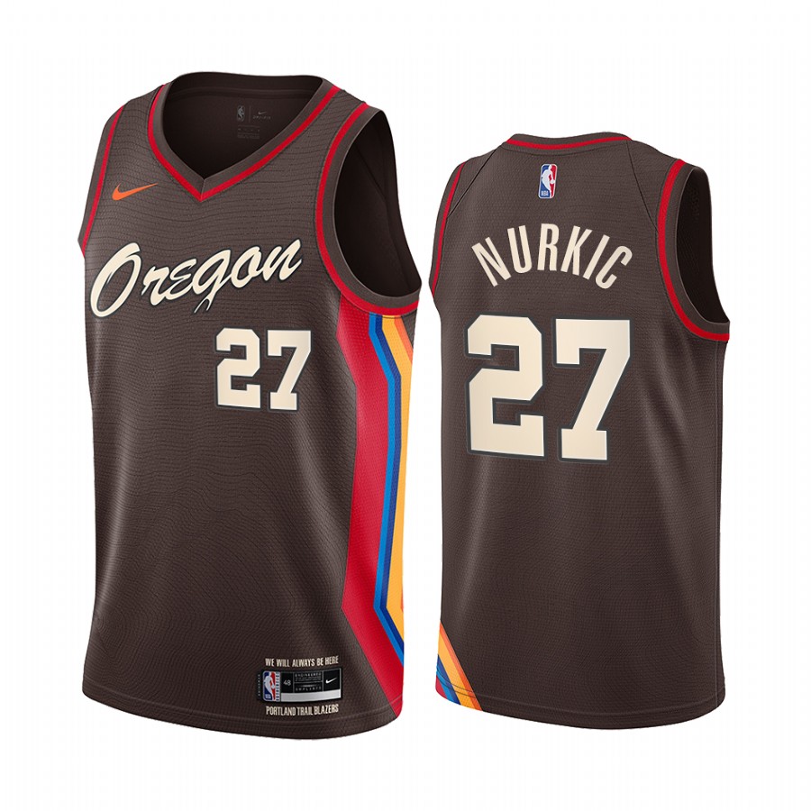 Nike Blazers #27 Jusuf Nurkic Chocolate NBA Swingman 2020-21 City Edition Jersey