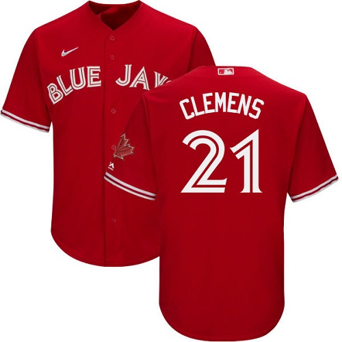 Nike Blue Jays #21 Roger Clemens Red Cool Base Canada Day Stitched Baseball Jersey