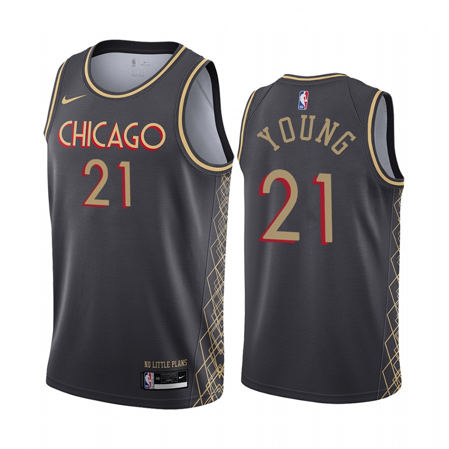 Nike Bulls #21 Thaddeus Young Black NBA Swingman 2020-21 City Edition Jersey