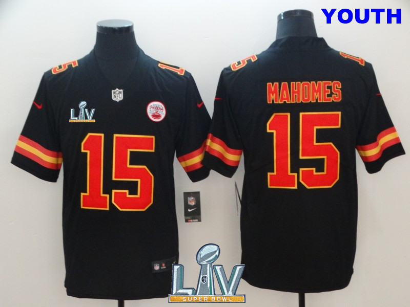 Nike Chiefs 15 Patrick Mahomes Black Youth Vapor Untouchable Limited Jersey