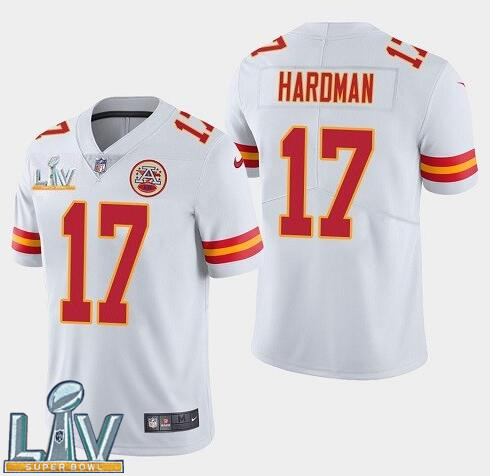 Nike Chiefs 17 Mecole Hardman White 2021 Super Bowl LV Vapor Untouchable Limited Jersey