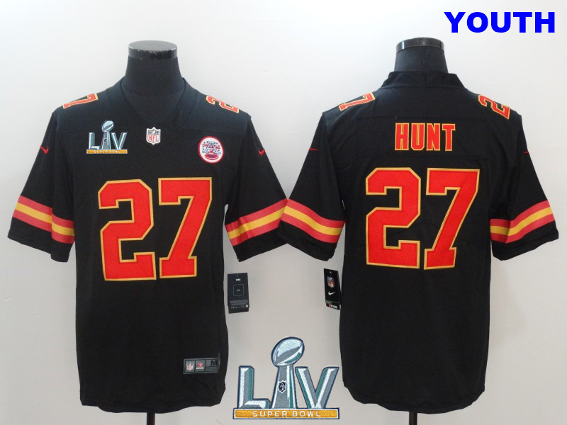 Nike Chiefs 27 Kareem Hunt Black Youth Vapor Untouchable Player Limited Jersey