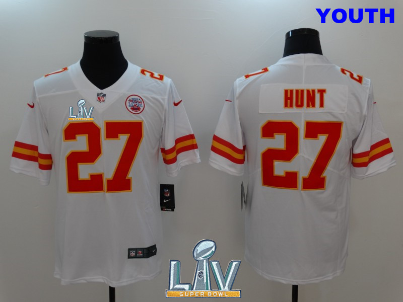 Nike Chiefs 27 Kareem Hunt White Youth Vapor Untouchable Player Limited Jersey