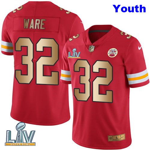 Nike Chiefs 32 Spencer Ware Red Gold Youth Vapor Untouchable Limited Jersey