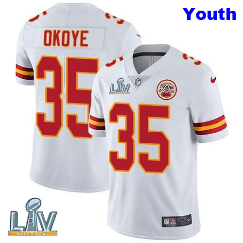 Nike Chiefs 35 Christian Okoye White Youth Vapor Untouchable Limited Jersey