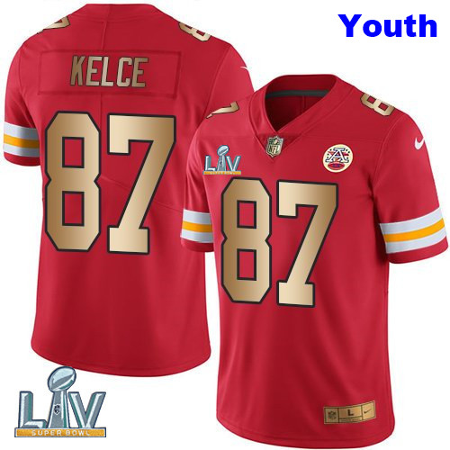 Nike Chiefs 87 Travis Kelce Red Gold Youth Vapor Untouchable Limited Jersey