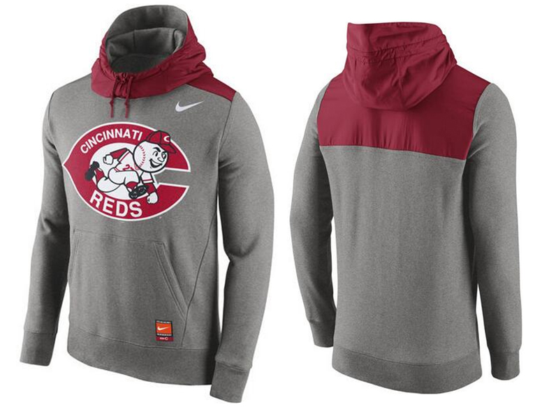 Nike Cincinnati Reds Grey Cooperstown Collection Hybrid Pullover Hoodie