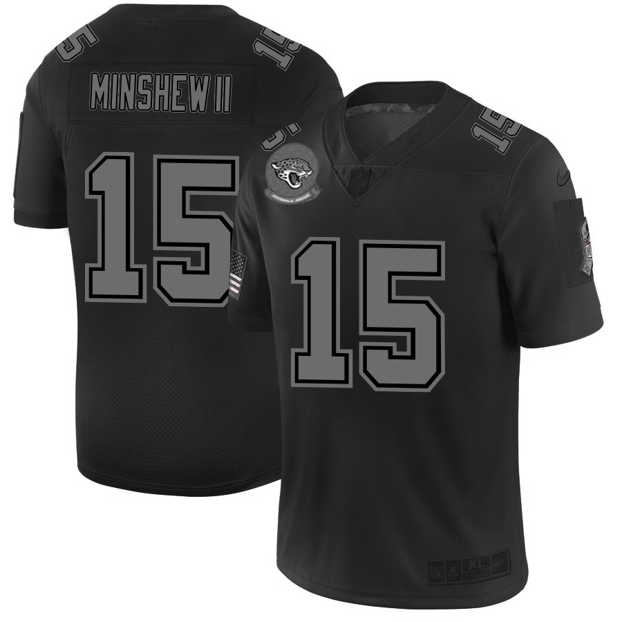 Nike Jaguars 15 Gardner Minshew II 2019 Black Salute To Service Fashion Limited Jersey