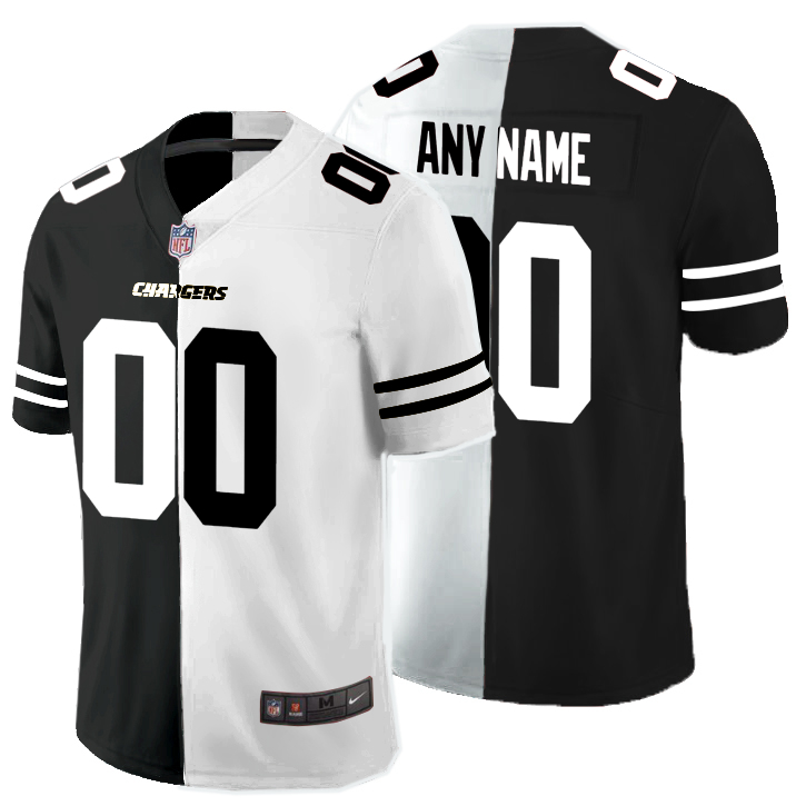 Nike Los Angeles Chargers Customized Black And White Split Two Tone Vapor Untouchable Limited Jersey