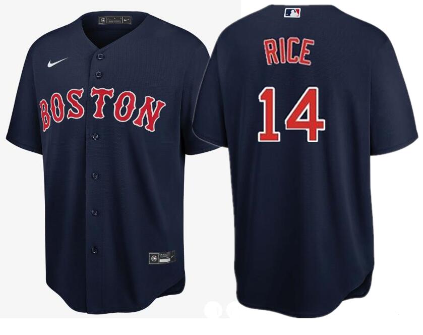 Nike Men's Boston Red Sox #14 Jim Rice Replica Navy Blue Alternate Road Cool Base Nike MLB Jersey