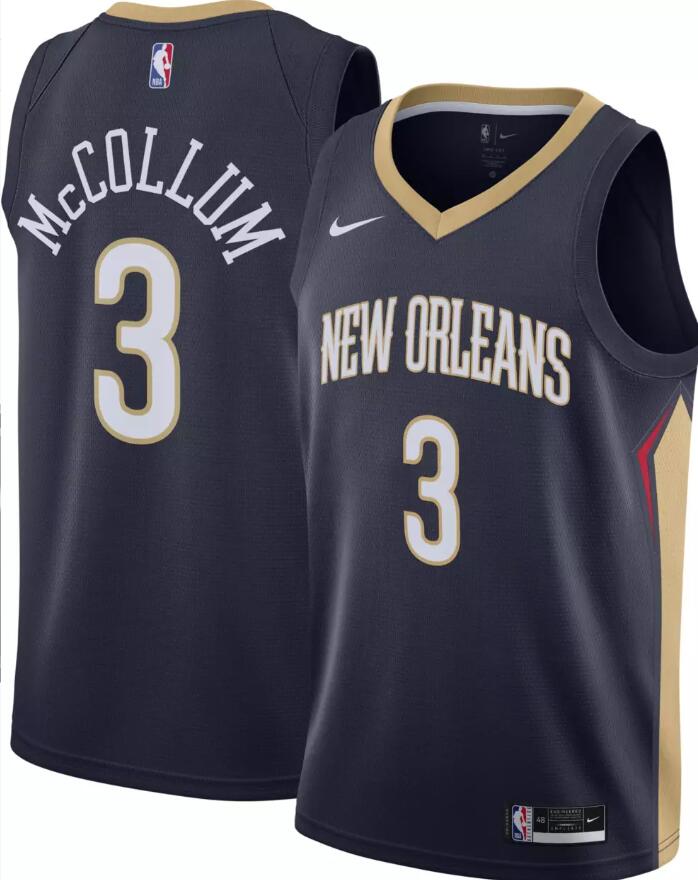 Nike Men's New Orleans Pelicans #3 CJ McCollum Navy Dri-FIT Swingman Jersey