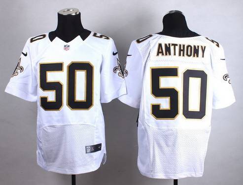 Nike New Orleans Saints #50 Stephone Anthony White Elite Jersey