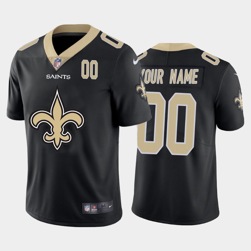 Nike New Orleans Saints Customized Black Team Big Logo Number Vapor Untouchable Limited Jersey