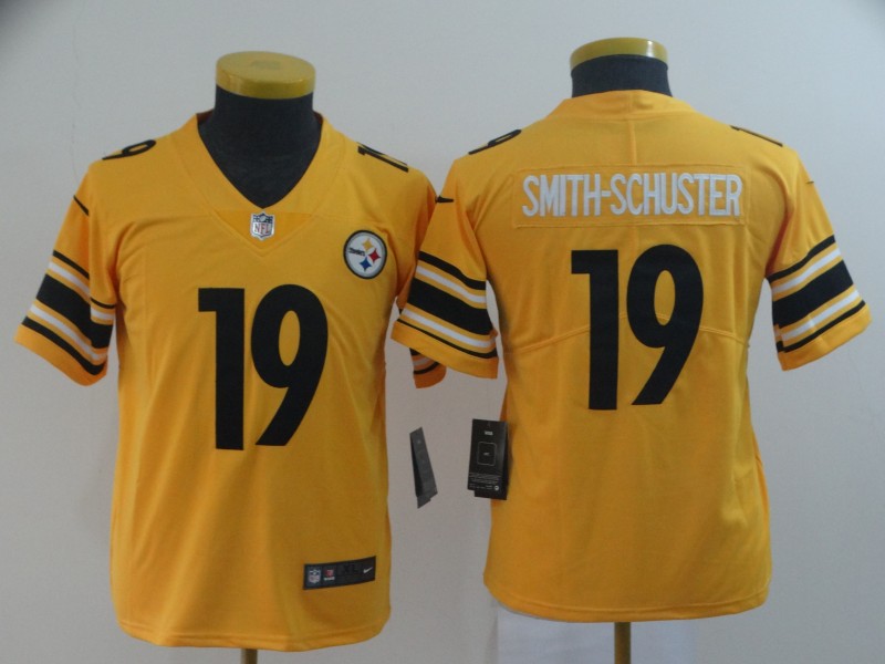 Nike Steelers 19 JuJu Smith-Schuster Gold Youth Inverted Legend Limited Jersey