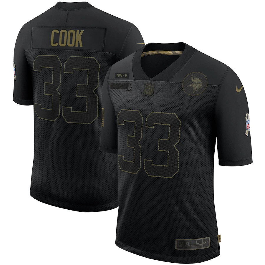 Nike Vikings 33 Dalvin Cook Black 2020 Salute To Service Limited Jersey