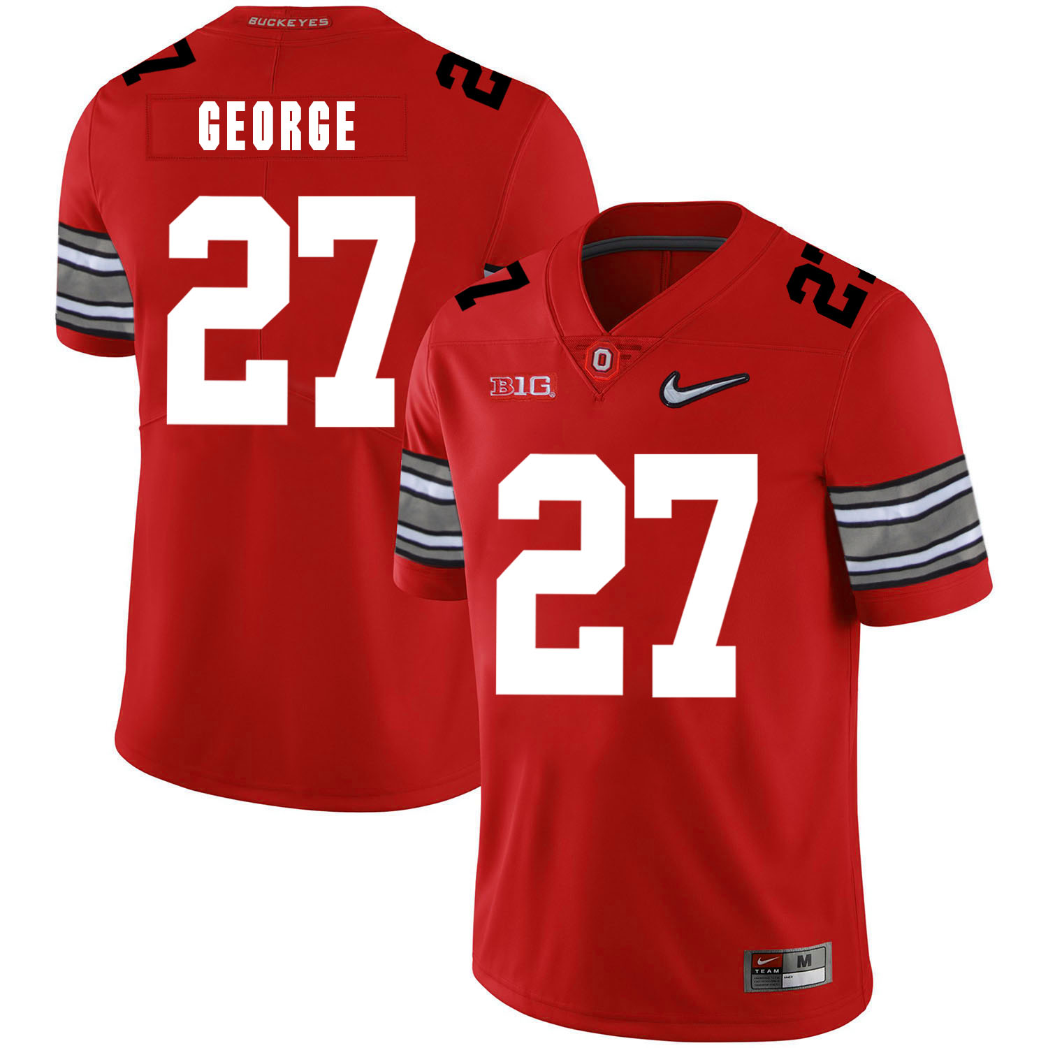 Ohio State Buckeyes 27 Eddie George Red Diamond Nike Logo College Football Jersey