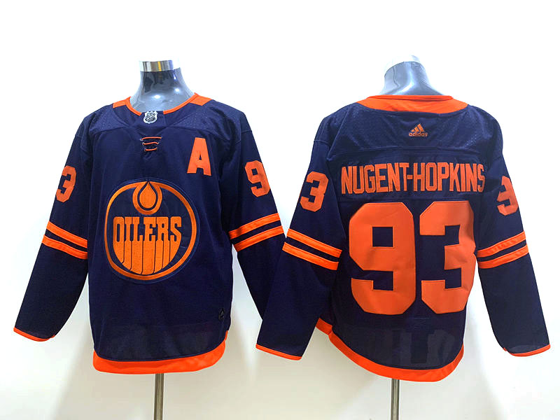 Oilers 93 Ryan Nugent-Hopkins Navy 50th Anniversary Adidas Jersey