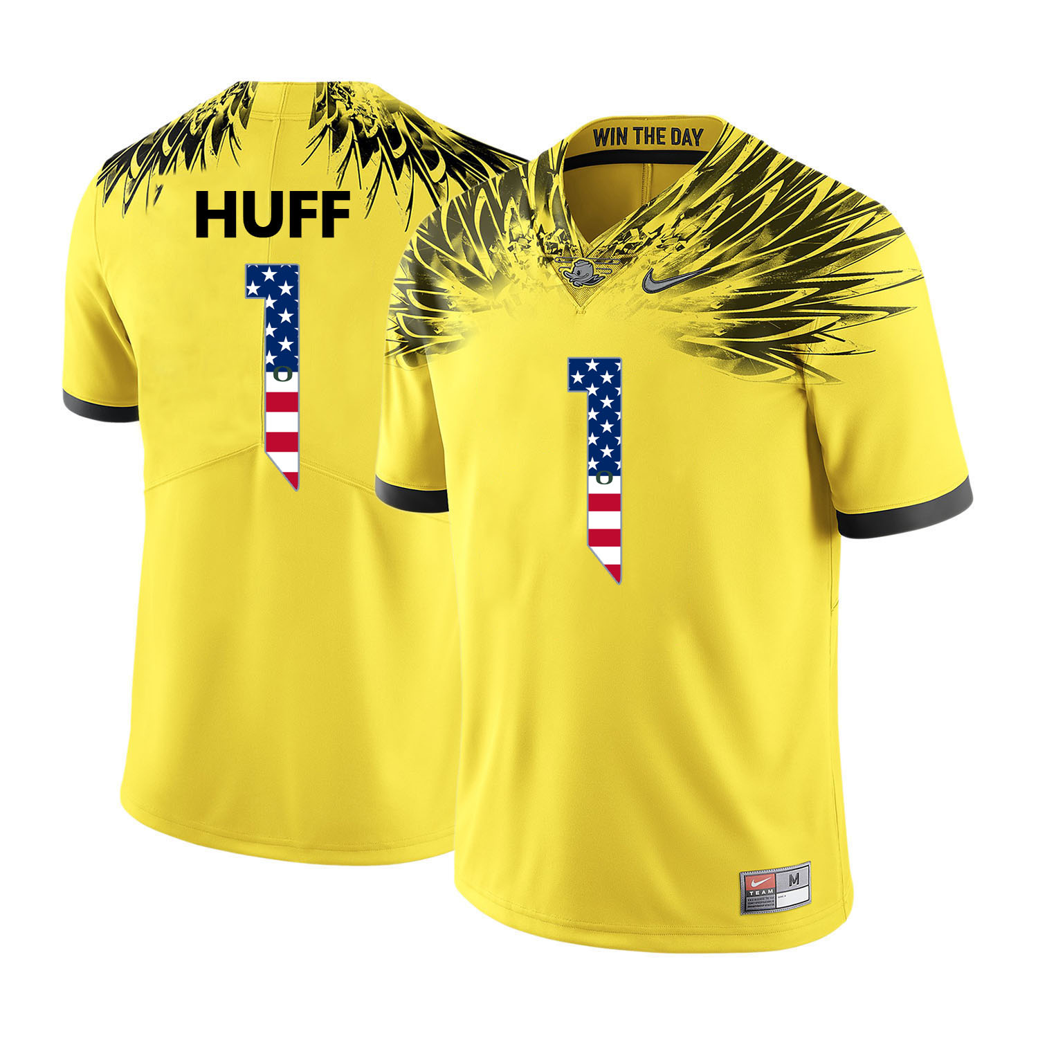 Oregon Ducks 1 Josh Huff Yellow USA Flag College Football Jersey