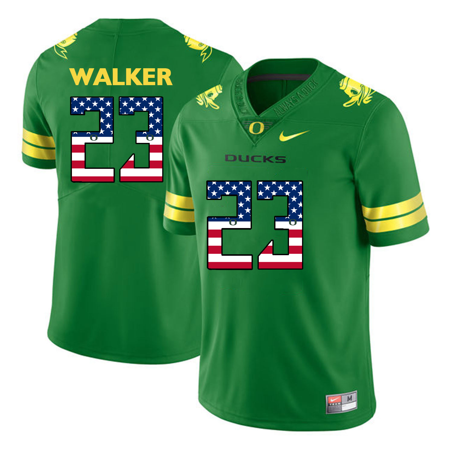Oregon Ducks 23 WALKER Apple Green USA Flag College Football Jersey