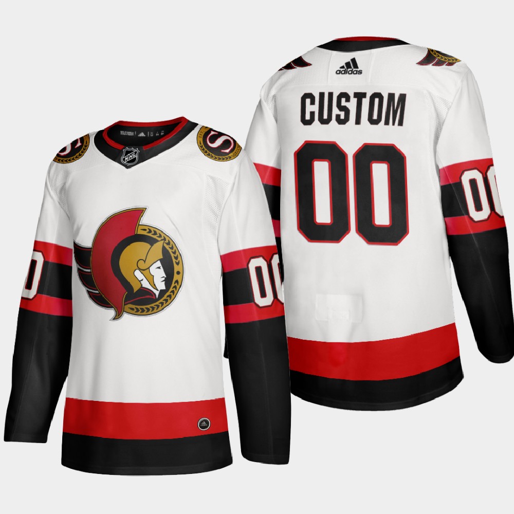 Ottawa Senators Custom Men's Adidas 2020-21 Authentic Player Away Stitched NHL Jersey White
