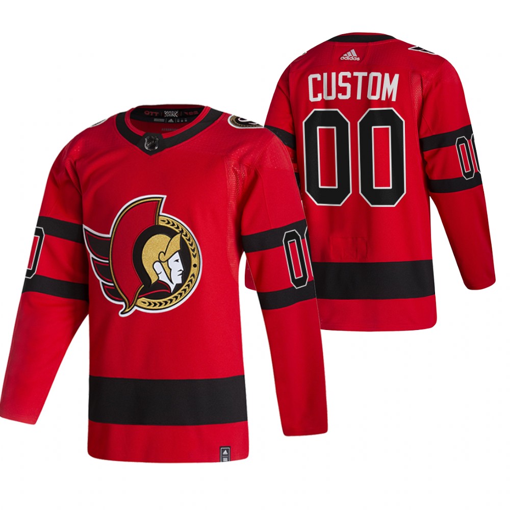 Ottawa Senators Custom Red Men's Adidas 2020-21 Reverse Retro Alternate NHL Jersey