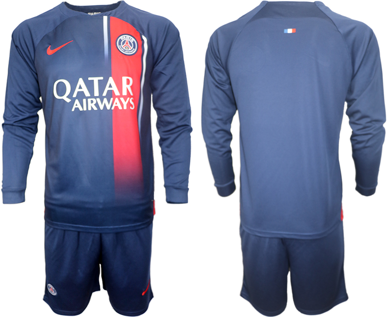 Paris St Germain home long sleeve Custom or blank 2023-24 Soccer jerseys