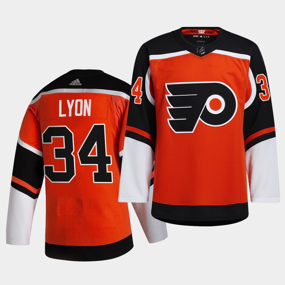 Philadelphia Flyers Alex Lyon 2021 Reverse Retro Orange Special Edition Authentic Jersey