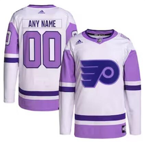 Philadelphia Flyers adidas Hockey Fights Cancer Primegreen Men/Women/Youth Unisex Authentic Custom White-Purple Jersey