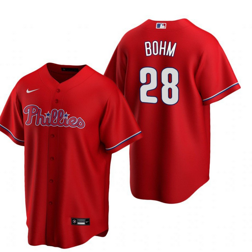 Philadelphia Phillies #28 Alec Bohm Red Alternate stitch Jersey